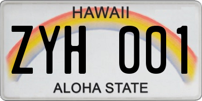 HI license plate ZYH001