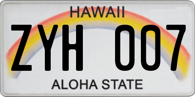 HI license plate ZYH007