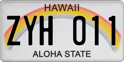 HI license plate ZYH011