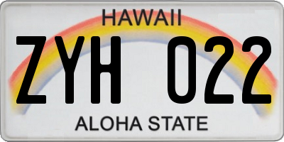 HI license plate ZYH022
