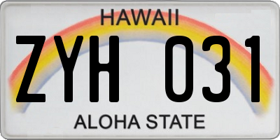 HI license plate ZYH031