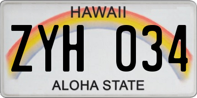 HI license plate ZYH034