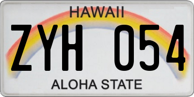 HI license plate ZYH054