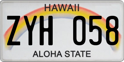 HI license plate ZYH058