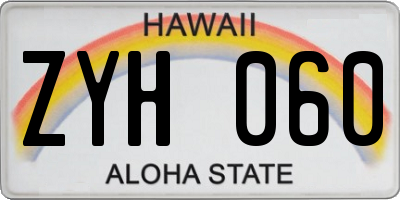 HI license plate ZYH060