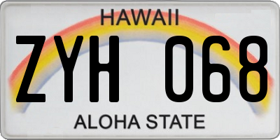 HI license plate ZYH068