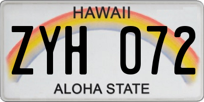 HI license plate ZYH072