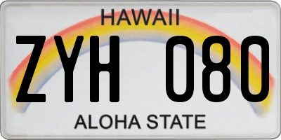 HI license plate ZYH080