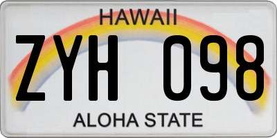 HI license plate ZYH098