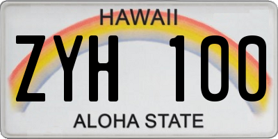 HI license plate ZYH100