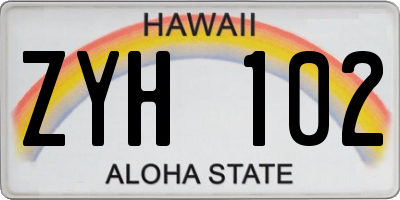 HI license plate ZYH102