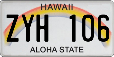 HI license plate ZYH106