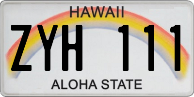 HI license plate ZYH111