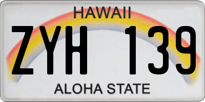 HI license plate ZYH139