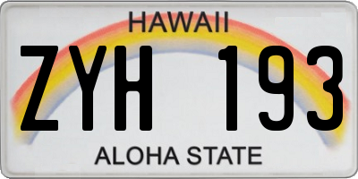 HI license plate ZYH193