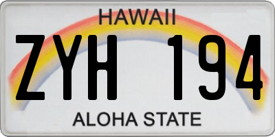 HI license plate ZYH194