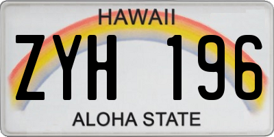 HI license plate ZYH196