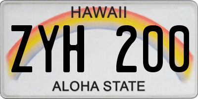 HI license plate ZYH200