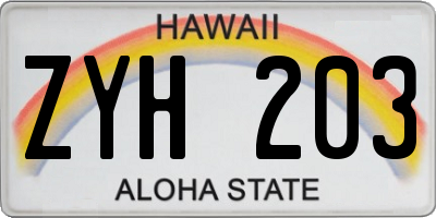 HI license plate ZYH203