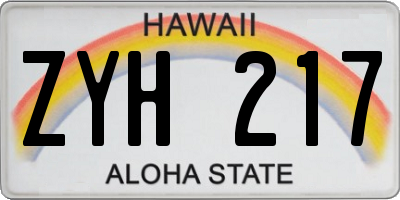 HI license plate ZYH217