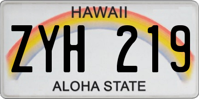 HI license plate ZYH219