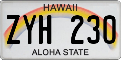 HI license plate ZYH230