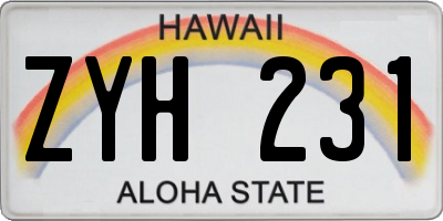 HI license plate ZYH231