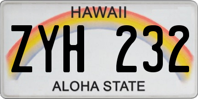 HI license plate ZYH232