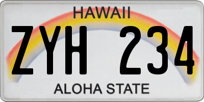 HI license plate ZYH234