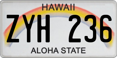 HI license plate ZYH236