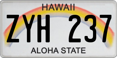 HI license plate ZYH237