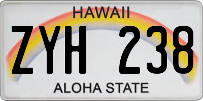 HI license plate ZYH238