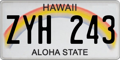 HI license plate ZYH243