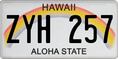 HI license plate ZYH257