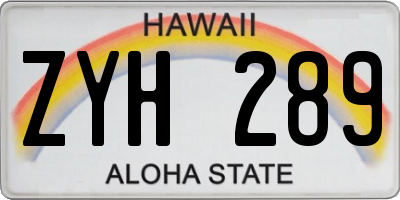 HI license plate ZYH289