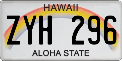 HI license plate ZYH296