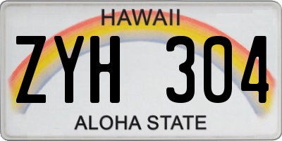 HI license plate ZYH304