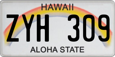 HI license plate ZYH309