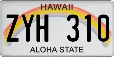 HI license plate ZYH310