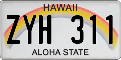 HI license plate ZYH311
