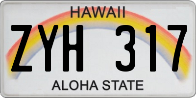 HI license plate ZYH317