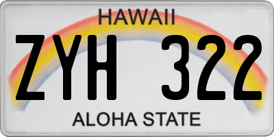 HI license plate ZYH322