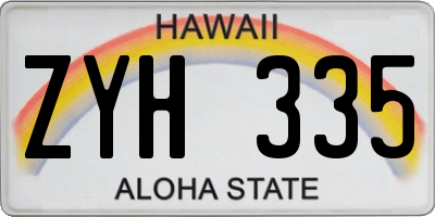 HI license plate ZYH335