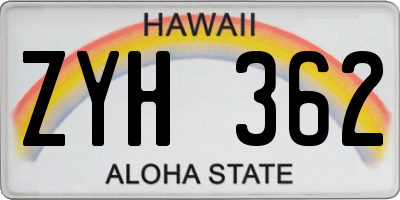 HI license plate ZYH362