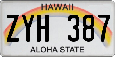 HI license plate ZYH387