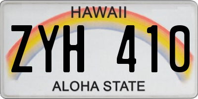 HI license plate ZYH410