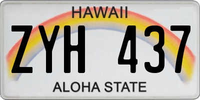 HI license plate ZYH437