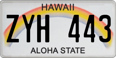 HI license plate ZYH443