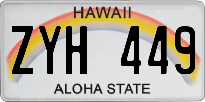 HI license plate ZYH449
