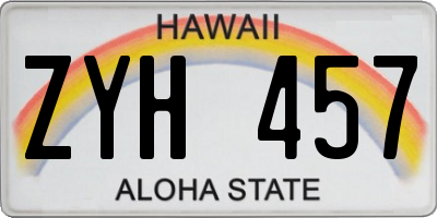 HI license plate ZYH457